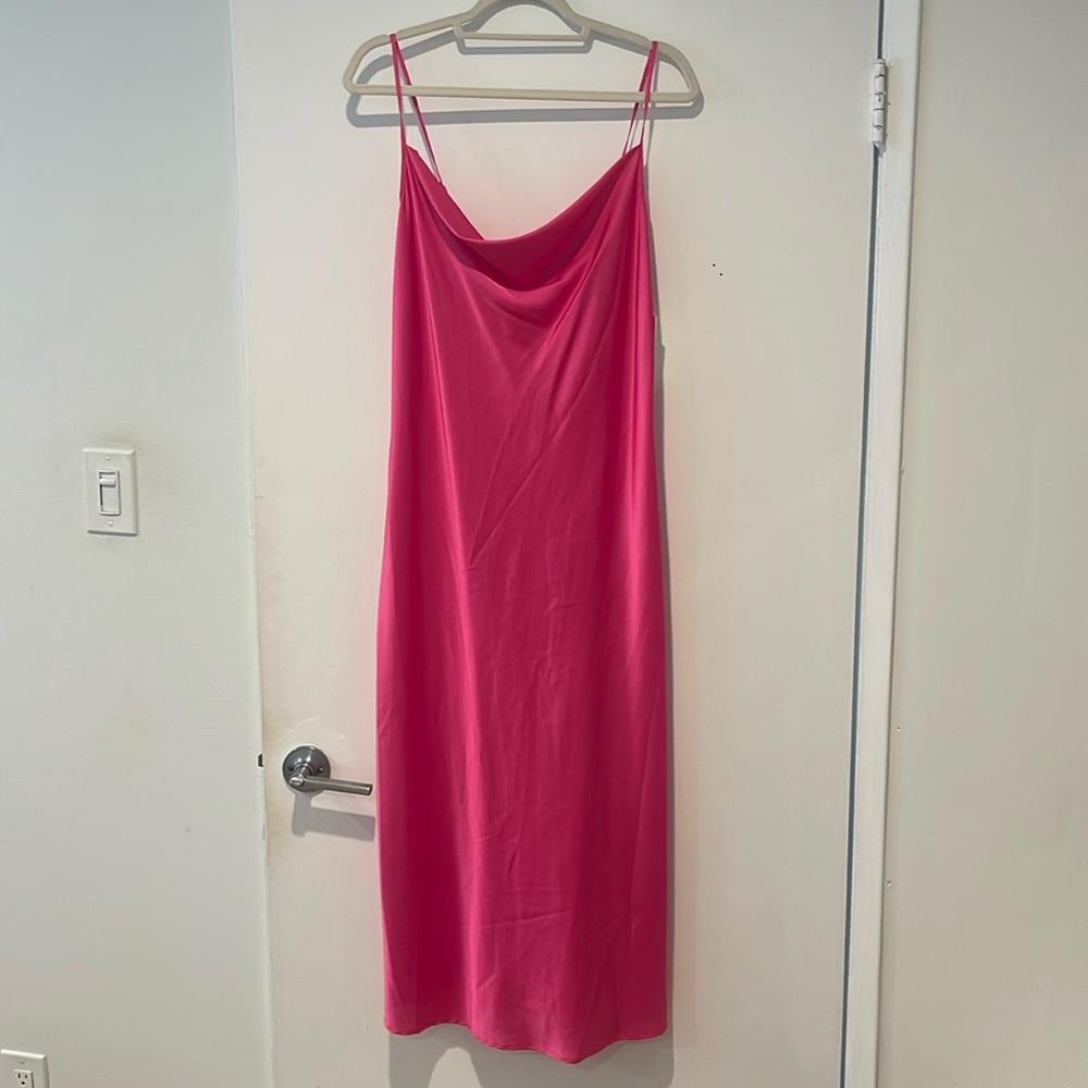 NWT Tahari Pink Satin Midi Dress